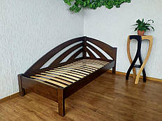 Односпальне кутове ліжко "Райдуга" з масиву натурального дерева від виробника на ніжках для спальні 90х200, різні відтінки