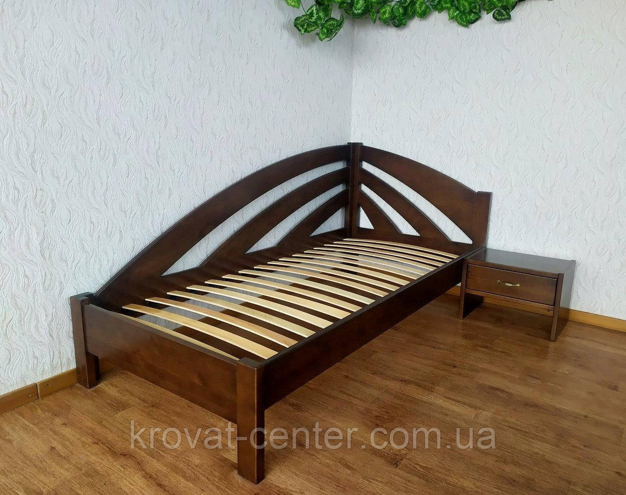 Односпальне кутове ліжко "Райдуга" з масиву натурального дерева від виробника на ніжках для спальні 80х200, різні відтінки