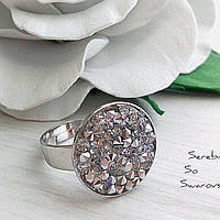 Родированое кольцо с кристаллами Swarovski