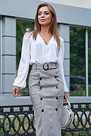 Женская стильная юбка с пуговицами и поясом
