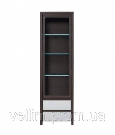 Сервант BRW Каспіан REG1W2SL+підсвітка 56х200,5х40,5 венге /сірий глянець