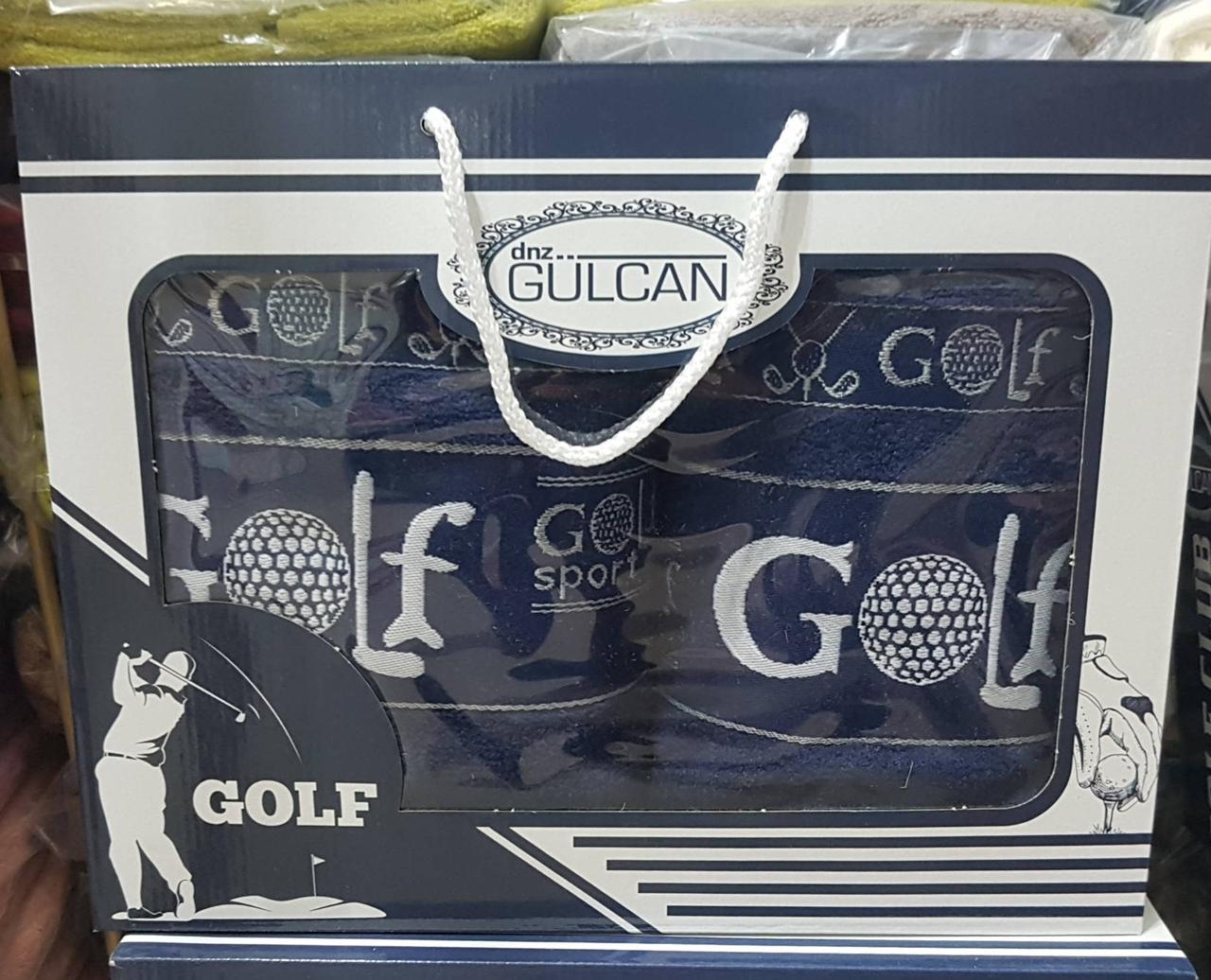 Два турецькі махрові рушники «Gulkan Golf» лазне та лицьове в коробці (2 шт.)