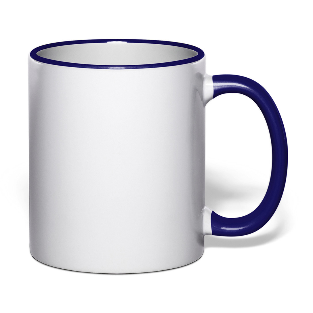 Чашка для сублімації кольорових обідок і ручка 330 мл (кобальт), фото 1