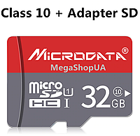 Карта памяти, флешка MicroSD 32GB Class 10 + SD Adapter микро сд 32 гб для телефона, смартфона, планшета W12A