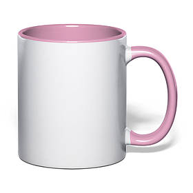 Чашка для сублімації кольорова всередині та ручка 330 мл (рожевий)