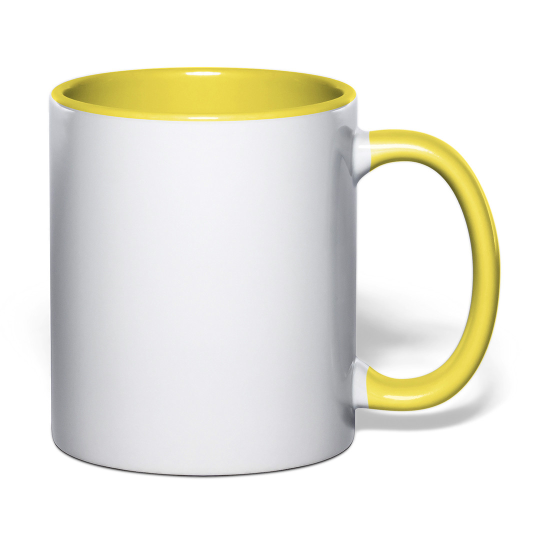 Чашка для сублімації кольорова всередині та ручка 330 мл (жовтий)