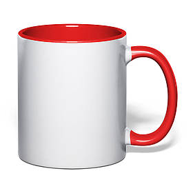 Чашка для сублімації кольорова всередині та ручка 330 мл (червоний)