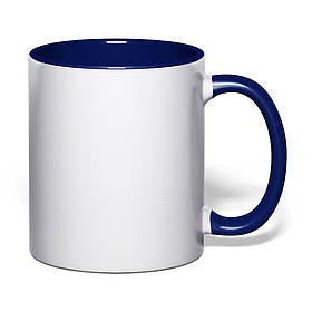 Чашка для сублімації кольорова всередині та ручка 330 мл (кобальт)