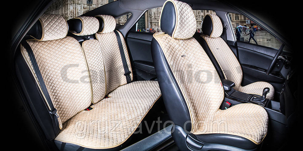 Накидки на сидіння CarFashion Moдель: CITY PLUS Бежевий-бежевий (22470)