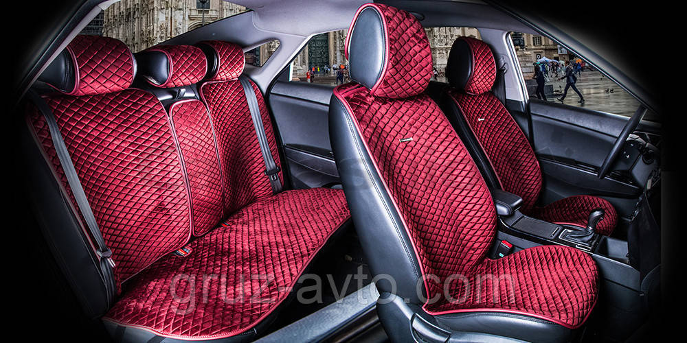 Накидки на сидіння CarFashion Moдель: CITY PLUS Червоний- червоний (22478)