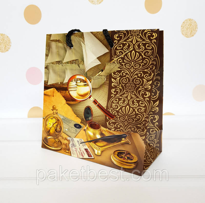 Подарунковий пакет ЧАШКА 16х16х7,5 Корабель із вітрилами