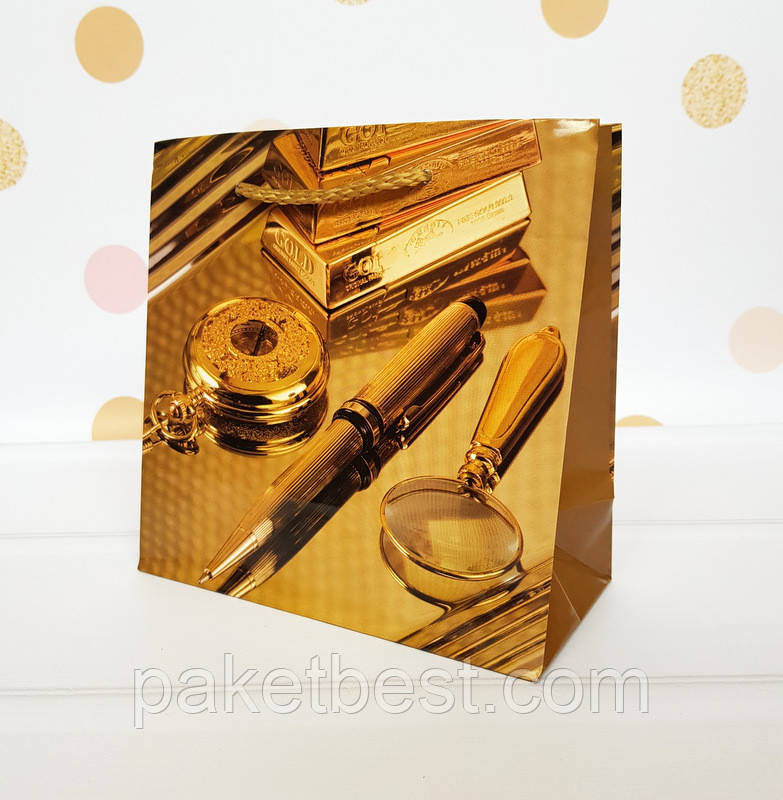 Подарочный пакет ЧАШКА 16х16х7,5 Золотой набор - фото 1 - id-p491323523