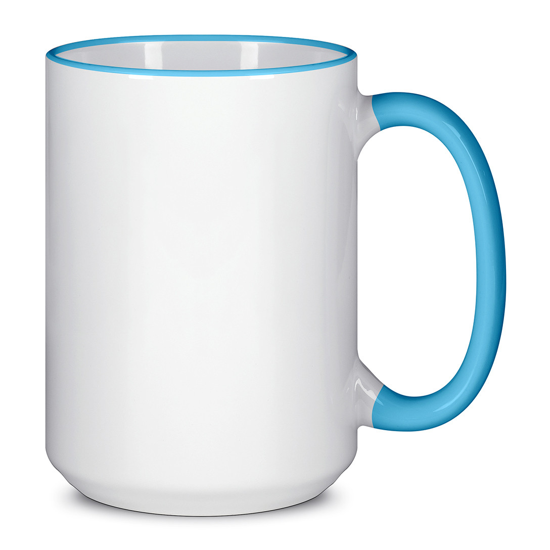 Чашка для сублімації кольорових обідок і ручка 425 мл (Блакитний)