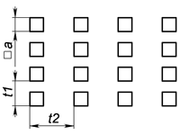 8 b2 - Квадратний отвір за прямокутника Перфорований лист з квадратними отворами, розташованими
