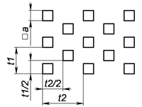 11 e2 - Квадратний отвір з симетричним зміщенням Перфорований лист з квадратними отворами, розташ