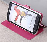 Чохол книжка для Lenovo A850 з оригінальною фактурою рожевого кольору, фото 3