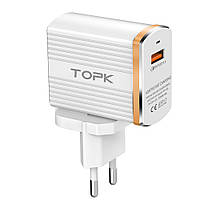 Мережевий зарядний пристрій Topk Qualcomm Quick Charge 3.0 18W USB White (TK131Q-WT)