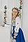 Костюм вишитий Волинські візерунки для дівчинки Шипшина синій 116 см, фото 5