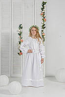 Платье Волинські візерунки с ткаными вставками для девочки на первое причастие 146 р белое