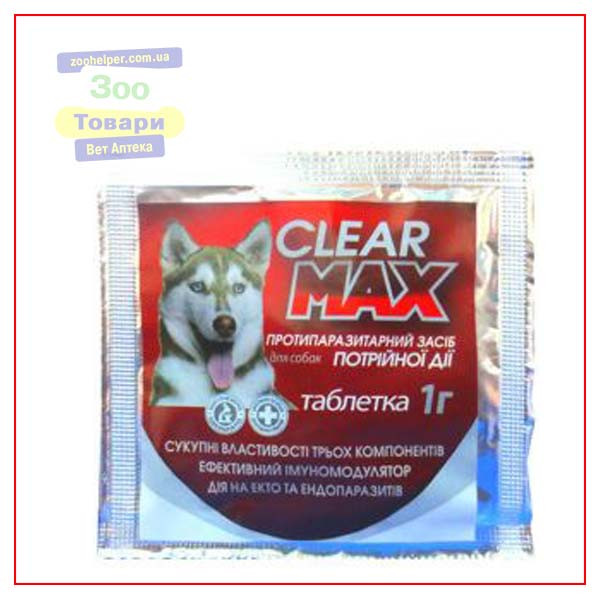 КліарМакс 1таб. 1 г (Празиквантел, івермектин, лівамінал), OLKAR.