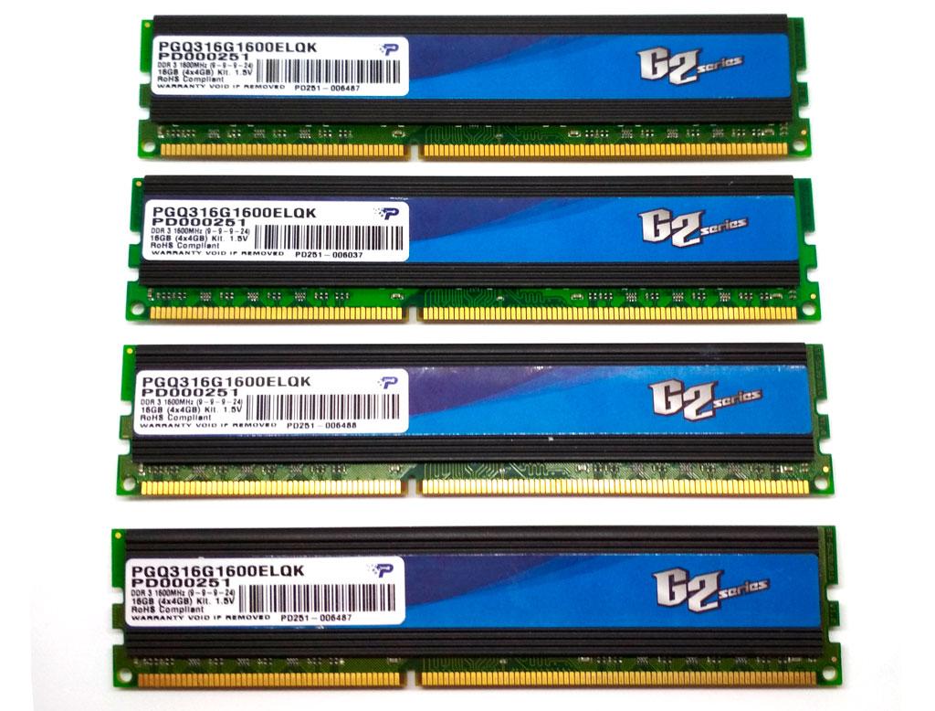 DDR3 16GB (4x4Gb) 1600 MHz (12800) Intel/AMD Patriot PGQ316G1600ELQK