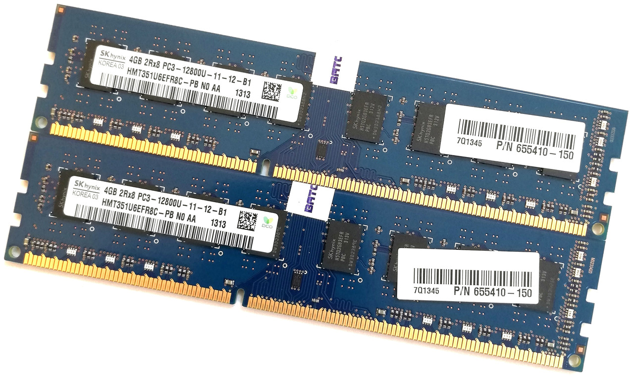 Пара оперативної пам'яті Hynix DDR3 8Gb (2x4Gb) 1600MHz PC3-12800U 2R8 CL11 (HMT351U6EFR8C-PB N0 AA) Б/В