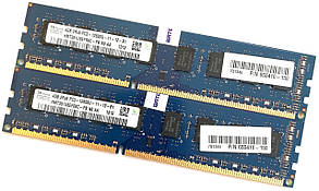 Пара оперативної пам'яті Hynix DDR3 8Gb (4Gb+4Gb) 1600MHz PC3-12800 2R8 CL11 (HMT351U6EFR8C-PB N0 AA) Б/В