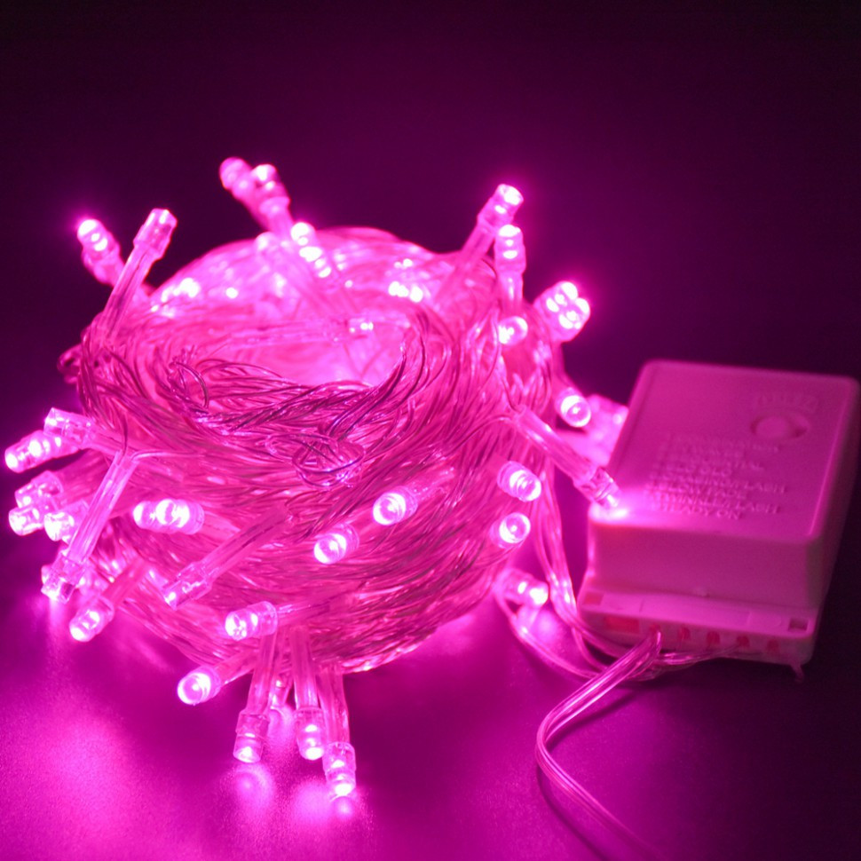 Новорічна світлодіодна гірлянда 10метров 100led.( Рожевий )