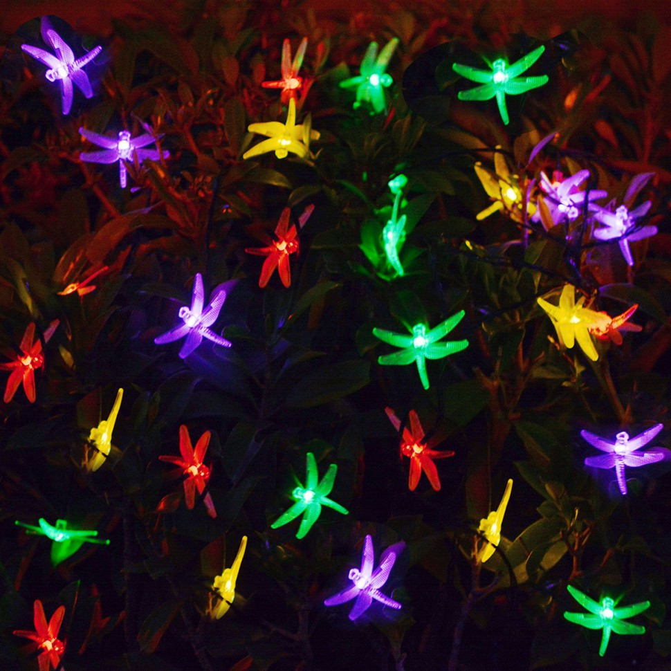 Світлодіодна гірлянда Бабка на сонячній батареї. Мультиколір 30 лампочок, фото 1