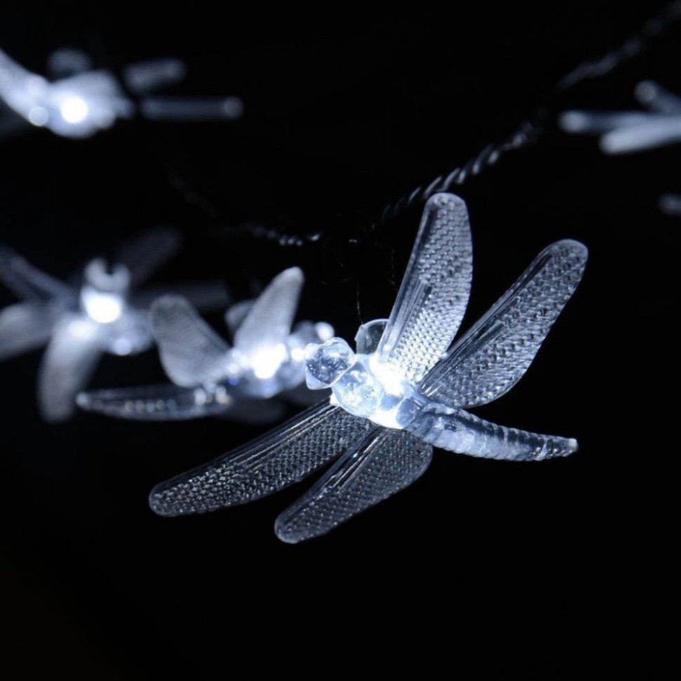 Світлодіодна гірлянда Бабка на сонячній батареї 4.5+2 метрів 30led. Білий