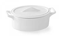 Горщик з кришкою для запікання овальний 18,3x11х7,8 см. фарфоровий, білий Hendi