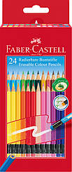 Олівці кольорові Faber-Castell Classic Colours з гумкою 24 кольори, 116625