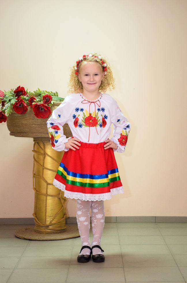 Спідниця Волинські візерунки українська з стрічками 110 см червона