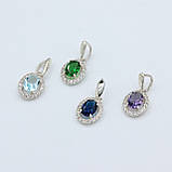 Срібний кулон Бездоганний овал синій фіаніт, фото 2