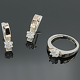 Срібний комплект "Хай-тек" з золотими вставками, фото 2