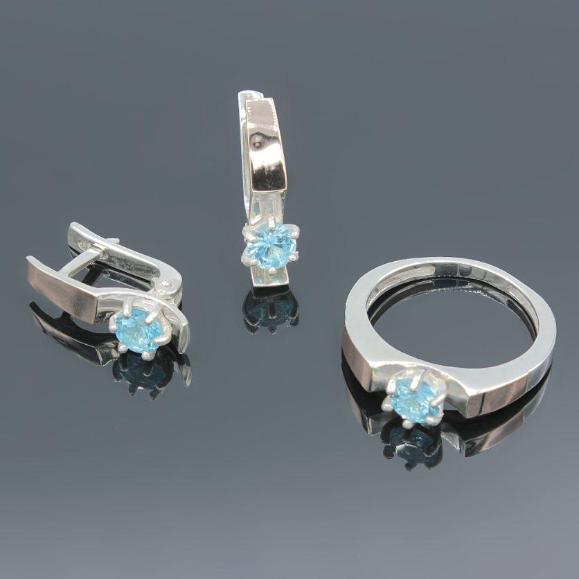 Срібний комплект "Хай-тек" з золотими вставками, фото 1