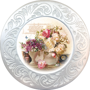 Декоративна полікерамічна тарілка  Букет піон 18 см прт05ф18