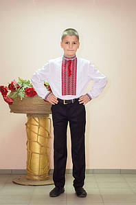 Вишиванка дитяча Волинська візерунки ткана червона 116 см біла