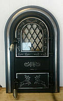 Дверка для пічки, барбекю, каміна з склом «Олені» невелика
