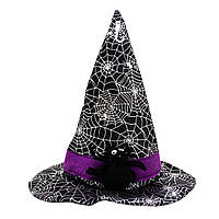 Карнавальный колпак "Ведьмак", 40x43 см, черный, плюш, полиэстер (461127)