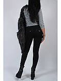Лосини трикотажні чорні жіночі утеплені на флісі 8167, фото 6