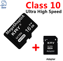 Карта пам'яті, флешка MicroSD 16GB Class 10+ SD Adapter мікро сд 16 гігабайт для телефону, смартфона, планшета WE43