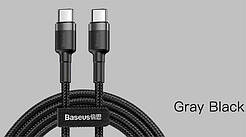 Кабель 1 м Baseus Cafule USB Type-C to USB Type-C 3A PD 60W Black/Grey (CATKLF-IG1) PowerDelivery шнур шнурок