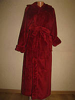 Женский длинный теплый домашний махровый халат больших размеров с капюшоном , 2XL(50-52) 3XL(52-54) .
