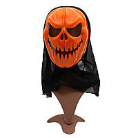 Карнавальная маска череп, 20x38 см, полиэстер, оранжевый (462537)