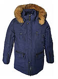 Тепла зимова підліткова куртка на хлопчика, синя, 140-164, фото 3