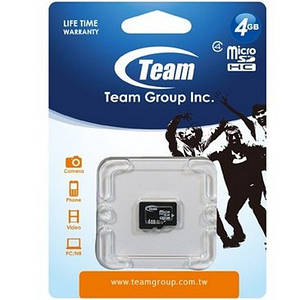 Карта памяти microSD 4GB /Team/ no adapter (TUSDH4GCL402) EAN/UPC: 765441001855