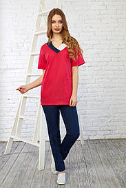 Жіночий медичний костюм Ванесса червоний - Костюм косметолога - Костюм масажиста