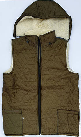 Жилетки, тілогрійки на штучному хутрі з плащівки та з капюшоном на блискавці, фото 1