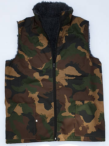 Жилетки, тілогрійки на штучному хутрі з камуфляжу на блискавці, фото 1